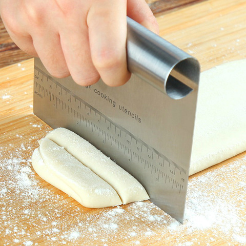 Acier inoxydable pâtisserie spatules Cutter avec échelle Pizza pâte grattoir Fondant gâteau décoration outils cuisson cuisine accessoires ► Photo 1/5