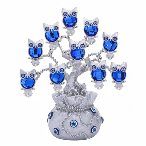 H & D Reiki hibou Figurines ornement Fengshui mauvais œil arbre avec sac chanceux Showpiece pour la maison bureau décor bonne chance Protection cadeau ► Photo 1/1