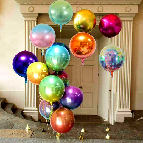 Ballons ronds en aluminium rose argent 4D, 20 pièces/sac, 10/18/22 pouces, jouets décoratifs à l'hélium bordeaux en aluminium pour anniversaire, mariage ► Photo 1/6