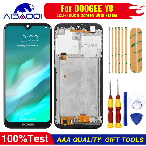 Nouvel écran tactile LCD affichage pour Doogee Y8 numériseur assemblée avec cadre pièces de rechange + démonter l'outil ► Photo 1/3