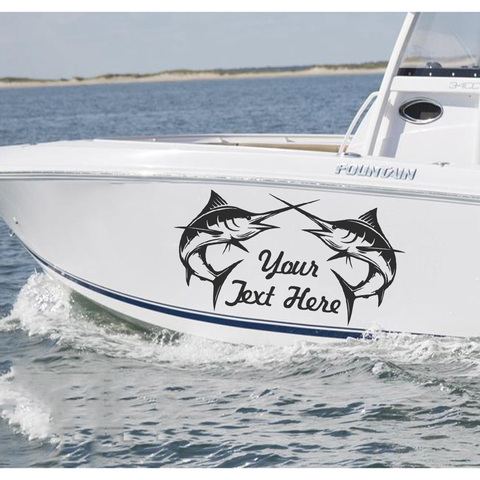 Autocollants de nom de bateau personnalisés, taille Lage, décoration de capot de moteur, décoration de pêche Marlin pour bateau ► Photo 1/6