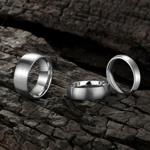 Eamti – bague en titane couleur argent brossé pour homme et femme, 4/6/8mm, Simple, poli, bijoux de fiançailles ► Photo 1/6