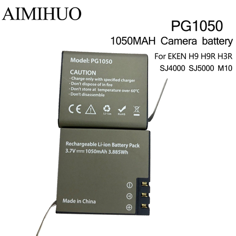 PG1050 3.7V 1050mah Sport Caméra D'action Batterie pour EKEN H9 H9R H3 H8PRO SJ4000 SJCAM SJ5000 M10 SJ5000 batterie De Remplacement ► Photo 1/6