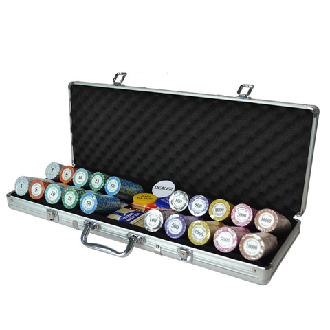 Ensemble, 100 à 500 pièces de jetons de Poker en argile pour Casino, jetons Texas valise en aluminium avec cartes de jeu et dés et nappe ► Photo 1/6