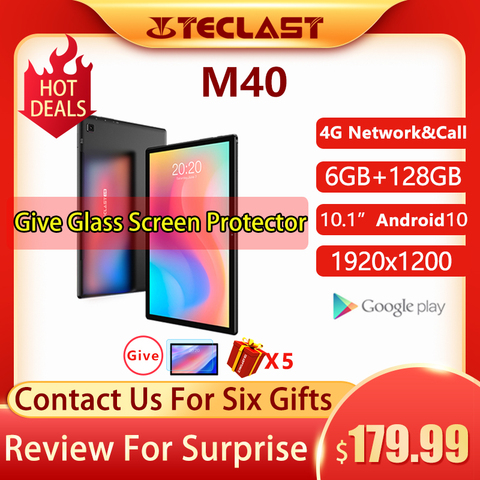 Teclast M40 Android 10 tablette 1920x1200 10.1 pouces 4G réseau 6GB RAM 128GB ROM UNISOC T618 Octa Core tablettes PC double Wifi type-c ► Photo 1/6