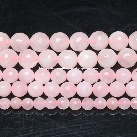 Perles en Quartz Rose à facettes pour la fabrication de bijoux, 15 pouces, taille au choix 4, 6, 8, 10, 12, 14MM, Q17 ► Photo 1/1