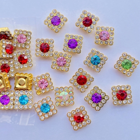 Perles brillantes multicolores 10mm, 100 pièces, strass carrés, pour cartes de scrapbooking, décoration, DIY bricolage, artisanat, bijoux, F26 ► Photo 1/6