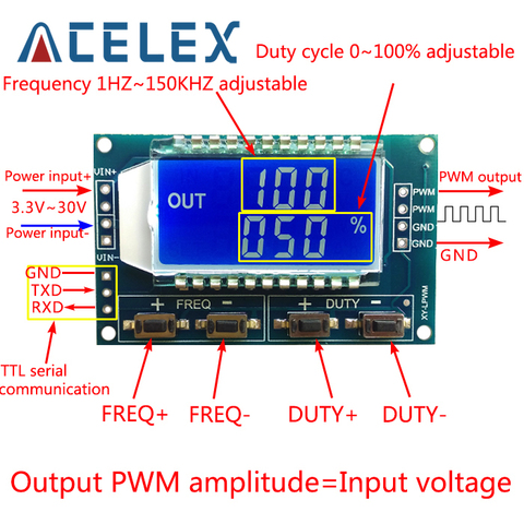 Générateur de Signal PWM, Module de carte à écran LCD réglable, 1Hz-150Khz, 3.3V-30V ► Photo 1/6