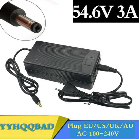 Chargeur de batterie Lithium 54.6V 3a pour vélo électrique, pour accumulateur Li-ion 13S 48V, DC 5.5x2.1/3 broches, prise XLR ► Photo 1/1