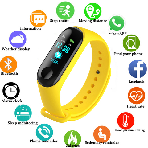 Fitness M3 couleur écran intelligent Sport Bracelet activité en cours d'exécution Tracker fréquence cardiaque pour enfants hommes femmes montre pour IOS Android M4 ► Photo 1/6