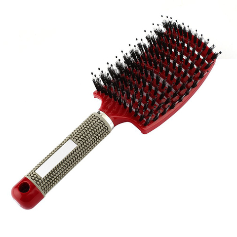 Cheveux cuir chevelu Massage peigne soies Nylon brosse à cheveux humide bouclés démêler antistatique brosse à cheveux Salon professionnel coiffure Style ► Photo 1/6