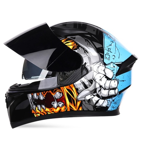 Jiekai Motocrycle casques hiver été plein visage course Motocross Protection chaude Moto Double lentille casque de Moto ► Photo 1/6