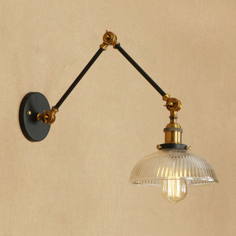 Lampe murale style rétro, forme Antique, bras de piscine en verre, lecture de chevet pour la maison, luminaire industriel mur Led, noir ou or rustique ► Photo 1/6