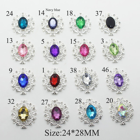 Mini boutons strass en alliage, 24x28mm, accessoires pour mariage, métal, Center floral, Scrapbooking, 10 pièces/lot, nouveau ► Photo 1/4