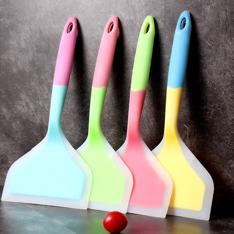 Spatule en Silicone pour la cuisine, ustensile de cuisine domestique Pro, viande de bœuf, œuf, grattoir large pelle à Pizza, retourneurs antiadhésifs ► Photo 1/6