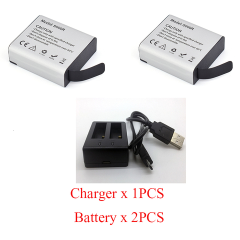 Kit de batterie Li-ion 3.85V 1200mAh, 2 pièces, avec chargeur USB en 1, pour caméra d'action Hawkeye Firefly 7S 8S 8SE X S009R ► Photo 1/6