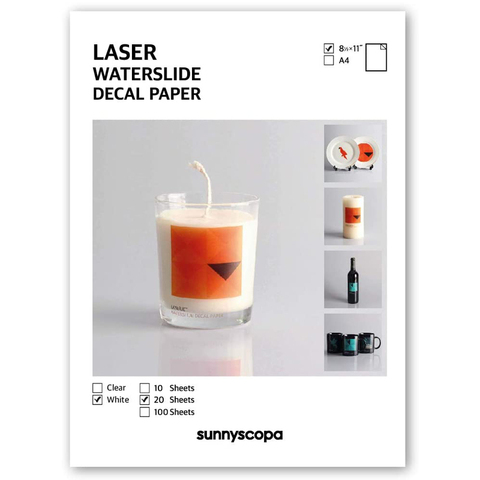 Feuilles A4 de papier de transfert à glissière d'eau pour imprimante Laser, blanc, haute résolution, tasse Design pour bricolage, 20 pièces ► Photo 1/6