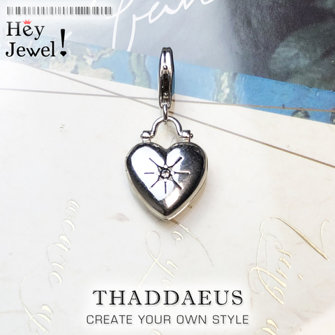 Pendentif à breloque coeur médaillon, Europe accessoires Vintage bijoux pour femmes 2022 cadeau 925 en argent Sterling idéal pour Bracelet peut être ouvert ► Photo 1/6