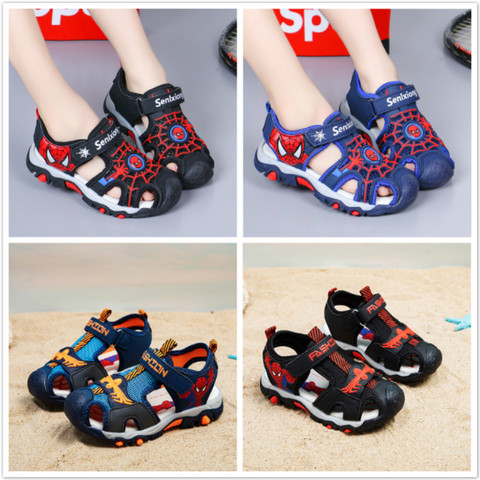 Chaussures d'été à bout fermé pour bébés garçons, sandales de dessin animé Spiderman, chaussures orthopédiques de Sport en cuir Pu pour filles, sandales de plage souples pour tout-petits ► Photo 1/6