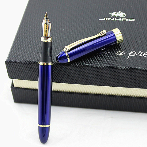 JINHAO-stylo fontaine X450, noir brillant, 18kgp, 0.7mm, à large bec, 21 couleurs, pour entreprise de luxe, violet, vert, or, sélection de vin ► Photo 1/3