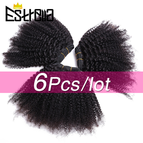 Afro crépus bouclés cheveux paquets 100% cheveux humains paquets Remy 6 pièces/lot mongol paquets traiter Afro crépus Extensions de cheveux humains ► Photo 1/6