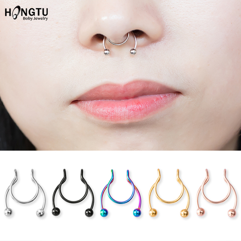 1-5 pièces nouveau faux nez Piercing faux nez anneau cerceau Septum anneaux acier chirurgical coloré faux Piercing nez Piercing bijoux 20G ► Photo 1/6