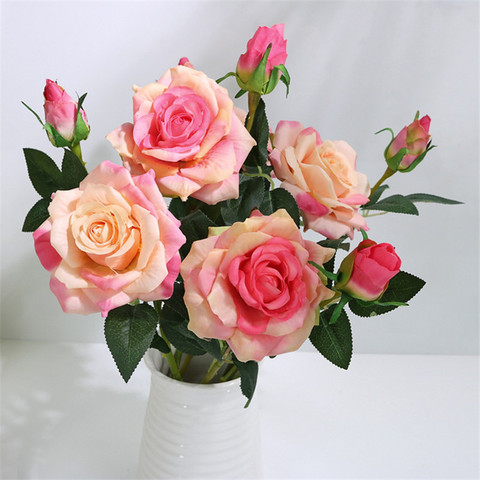 Roses artificielles en soie, 50cm, fausses fleurs, fausses touches, fausses fleurs, pour un mariage, pour un mariage ► Photo 1/6