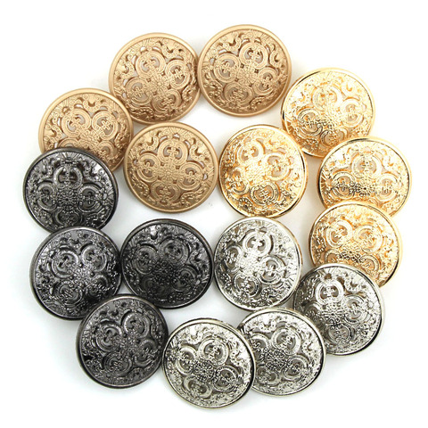 Bouton métallique creux or 5 pièces | Boutons noirs argentés bouton rond décoratif pour vêtements, accessoires de couture, artisanat de bricolage 14-27mm ► Photo 1/4