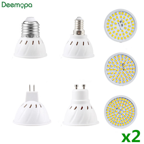 2 pcs/lot LED Projecteur E27 E14 Lampada GU10 MR16 110V Bombillas LED Lampe 220V 48 60 80leds 2835 SMD A MENÉ L'éclairage D'intérieur D'ampoule ► Photo 1/6