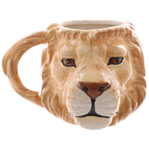 Tasse à café en céramique avec tête de Lion en 3D, 400ml, peint à la main, décoration de bureau, livraison gratuite ► Photo 1/6