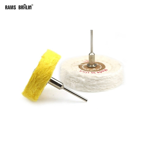 Roue de polissage en tissu de coton à rabat monté sur tige de 3mm, pour bijoux, polissage de miroir en métal, Mini perceuse, outils rotatifs Dremel, 1 pièce ► Photo 1/6