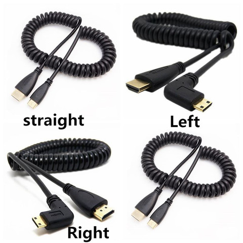 Mini rallonge à ressort compatible HDMI HDMI-câble coudé à 90 degrés gauche/droite/droite mâle vers câble Flexible à boucle malspirit ing ► Photo 1/4