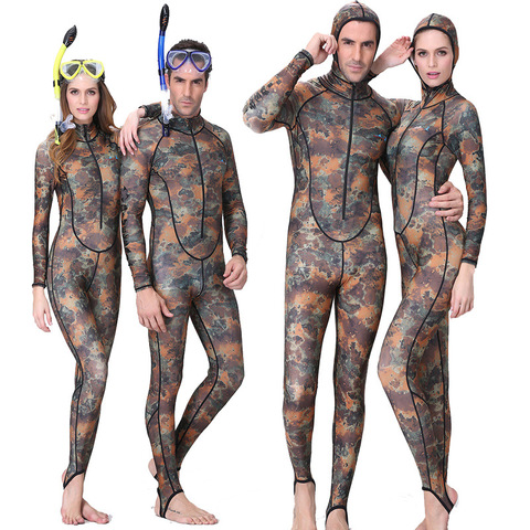 Combinaison de plongée & Sail en Lycra à manches longues pour hommes et femmes, combinaison de plongée et pêche sous-marine avec motif de Camouflage et de Surf Anti UV ► Photo 1/6