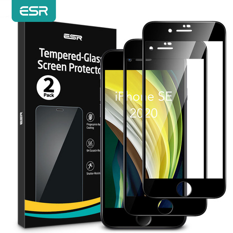 ESR – protecteur d'écran pour iPhone SE 2022, 2 pièces, Film en verre trempé à couverture complète pour iPhone SE 8 7 6s ► Photo 1/6