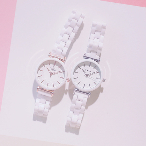 Montre à Quartz pour femmes, Bracelet en céramique, accessoire de haute qualité, petit bijou blanc, de marque de luxe, à la mode ► Photo 1/5