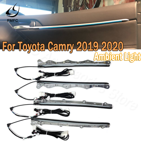 PMFC LED voiture 4 porte lumière lumière ambiante lumière décorative atmosphère lampe bleu glace 12V pour Toyota Camry 8 génération 2022 ► Photo 1/6