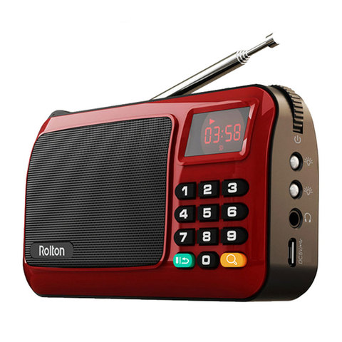 Rolton Mni FM Portable Radio haut-parleur Mp3 lecteur de musique TF carte USB pour PC iPod téléphone avec affichage de LED et lampe de poche ► Photo 1/6