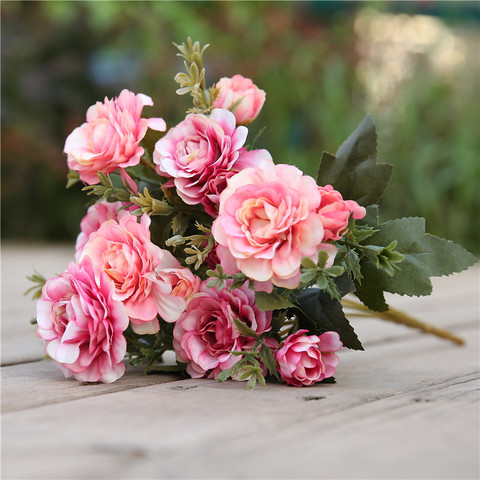 Bouquet de 7 fourchettes/bouquet de pivoine | Fausse fleur, bouquet de fleur de pivoine, fausse rose de pivoine pour décoration de mariage et de maison ► Photo 1/6