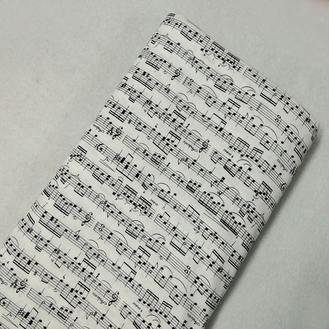 Tissu en coton imprimé, Note de musique classique, blanc et noir, 50x105cm, pour bricolage, tissu à coudre, sac, décoration de maison, fête ► Photo 1/6