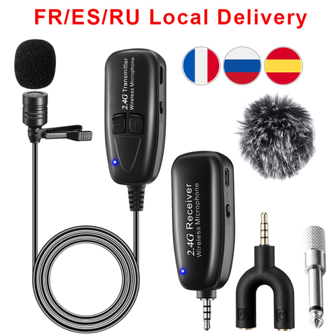 Microphone Lavalier sans fil, 2.4G, pour iPhone, Android, enregistrement vidéo et voix ► Photo 1/6