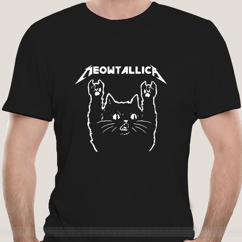 Chat Meowtallica chat Rock musique hommes T-Shirt foncé chiné coton S-3Xl cadeau drôle T-Shirt ► Photo 1/6