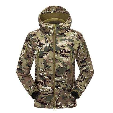 Hiver Tactique Camo Veste Hommes Militaire Softshell Veste Vêtements Garder Au Chaud Coupe-Vent Veste Armée Sweat À Capuche Camouflage Manteau ► Photo 1/1