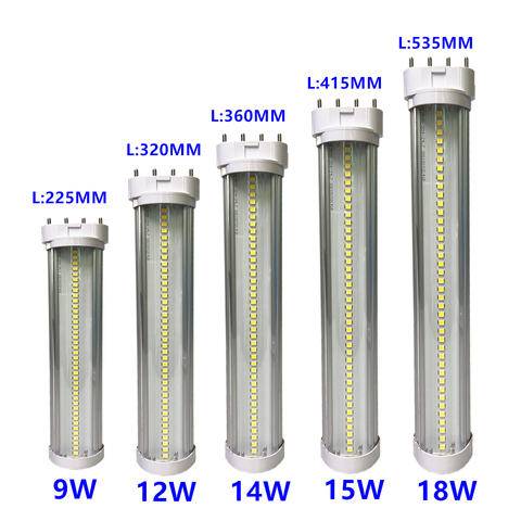 Tube lumineux LED 2G11 Pll, 4 broches, Epistar SMD, couverture diffuse, blanc chaud/froid, AC96-265V, 9W 12W 14W 15W 18W, 220V 230V ► Photo 1/6