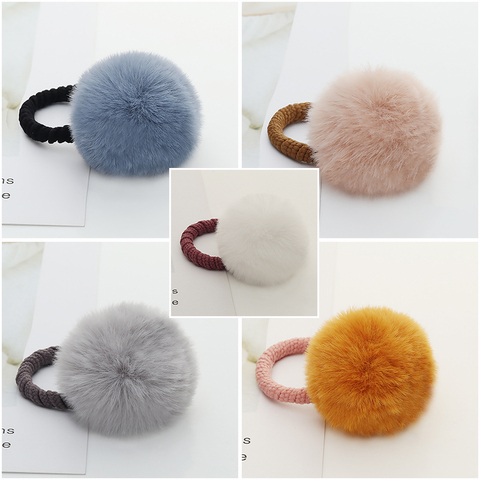 10 couleurs mignon fourrure boule cheveux cravates doux boules de cheveux bandeau élastique élastique élastique mode cheveux accessoires pour enfants filles cadeau ► Photo 1/6