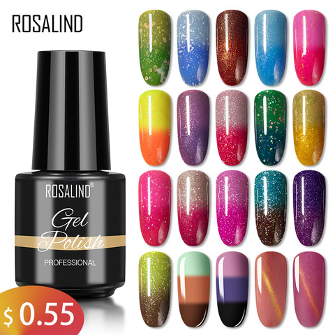 ROSALIND Gel vernis à ongles température couleur changeante série 7ML Nail Art Design imbiber Gel vernis manucure avec couche de finition de Base ► Photo 1/6