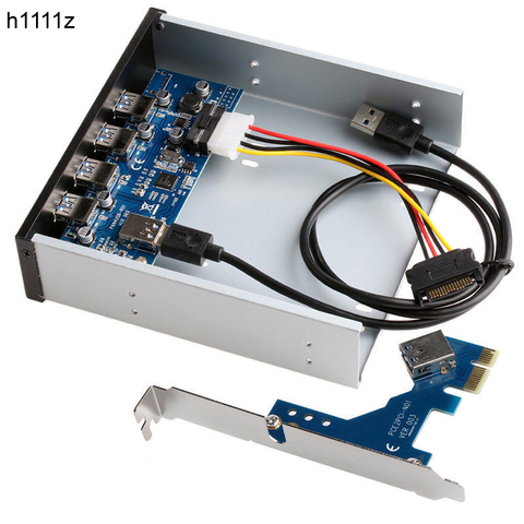 Baie d'extension pour ordinateur, 4 Ports USB 3.0, répartiteurs de panneau avant, PCI Express PCI-E, adaptateur carte, USB 3.0 5.25