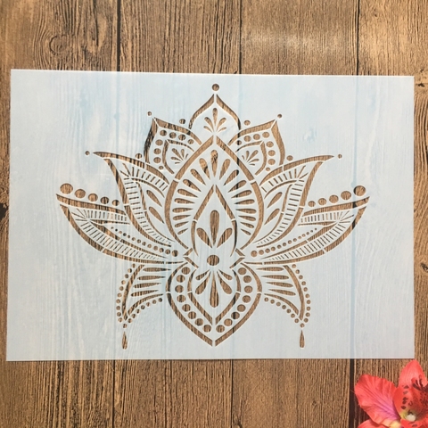 Pochoirs A4 à fleurs de Lotus pour bricolage, 29cm, pour peinture murale, Scrapbook, coloriage, gaufrage, modèle de carte en papier décoratif ► Photo 1/2