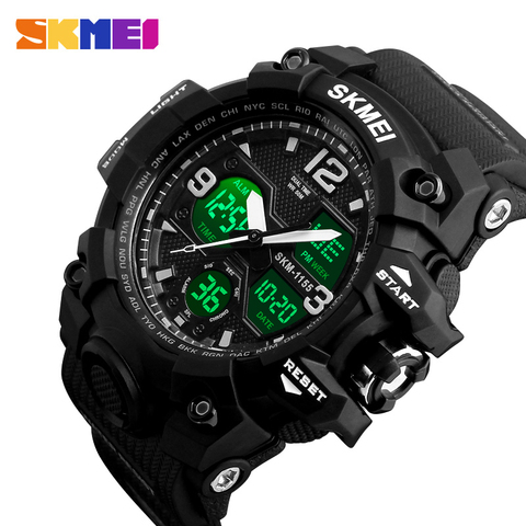 SKMEI-montre de Sport pour hommes, Top marque, militaire numérique, étanche 5 bars, double affichage, étanche ► Photo 1/6