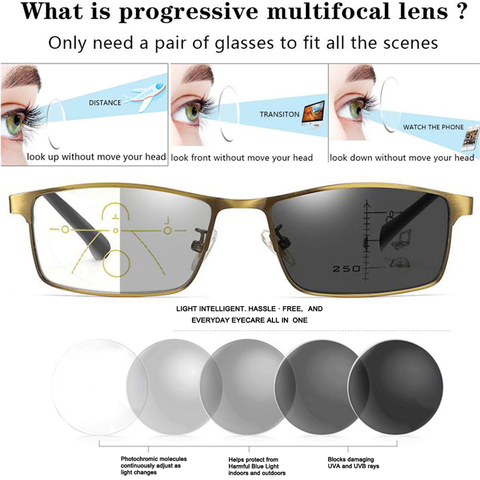 2022 smart Progressive photochromique lunettes de lecture unisexe anti-lumière bleue multifocale près double usage presbyte lunettes 1.0-4.0 ► Photo 1/6