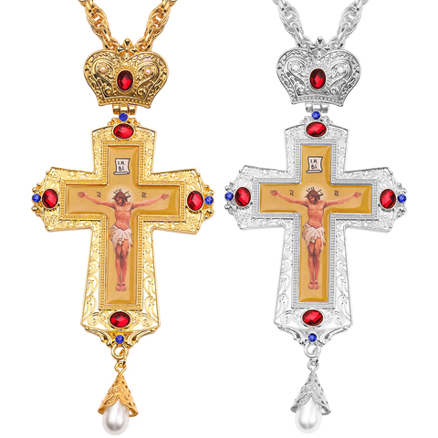 Croix pectorale, église chrétienne, christ, cadeau de baptême, gothique, icônes religieuses, Crucifix, grec, russe ► Photo 1/6